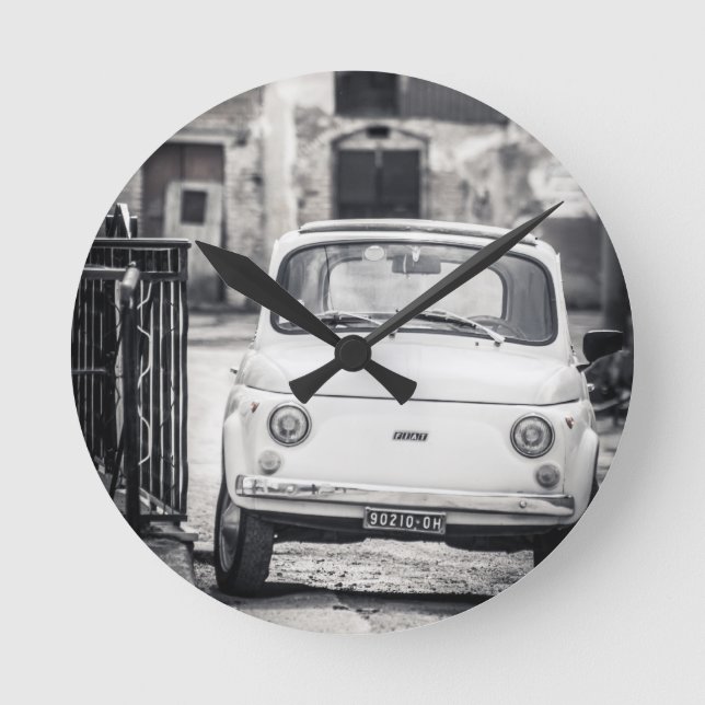 Fiat 500, Cinquecento in Italy Round Clock (Front)