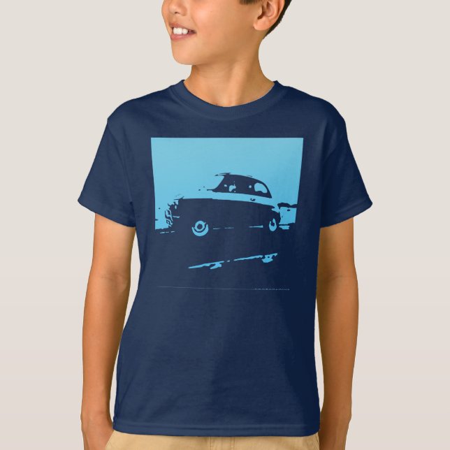 Fiat 500 classic - Light blue on dark shirts (Front)