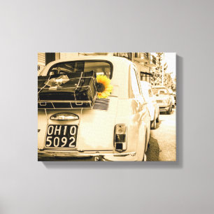 Fiat 500 en Italie toile vintage