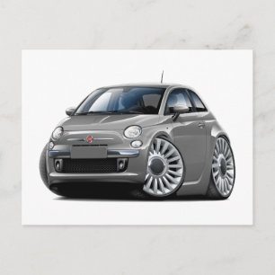 Fiat 500 Grey Car Postcard