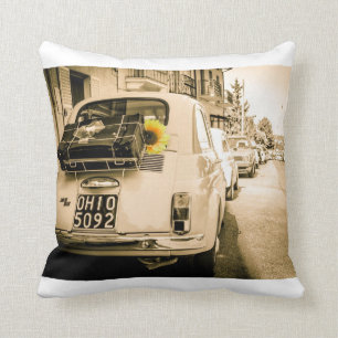 Fiat 500 in Italy, classic car, pillow, cushion