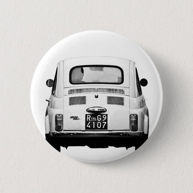 Fiat 500 in Rome, Italy. 2 Inch Round Button (Front)