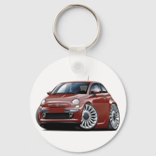 Fiat 500 Maroon Car Keychain