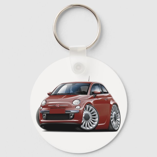 Fiat 500 Maroon Car Keychain (Front)
