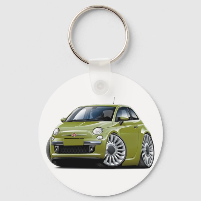 Fiat 500 Olive Car Keychain (Front)