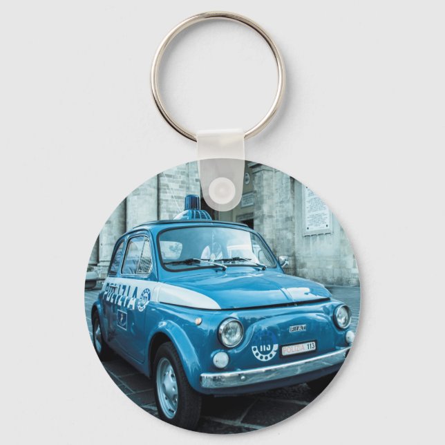 Fiat 500 Police car in central Italy Keychain (Front)