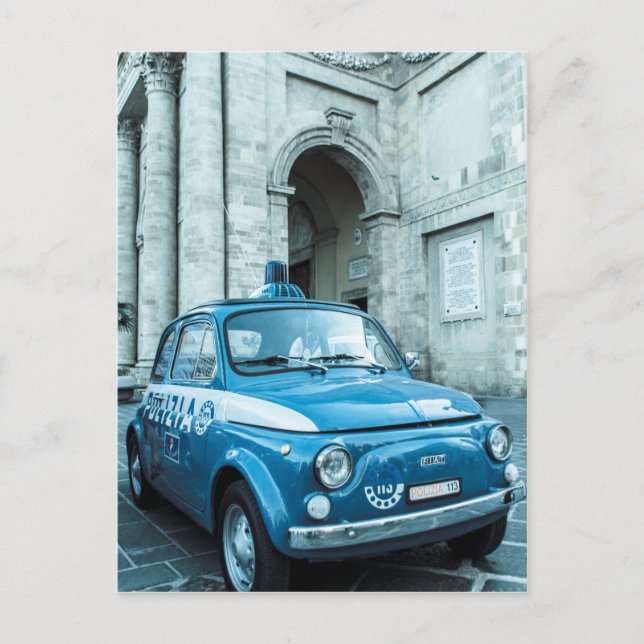 Fiat 500 Police car in Italy Postcard (Front)