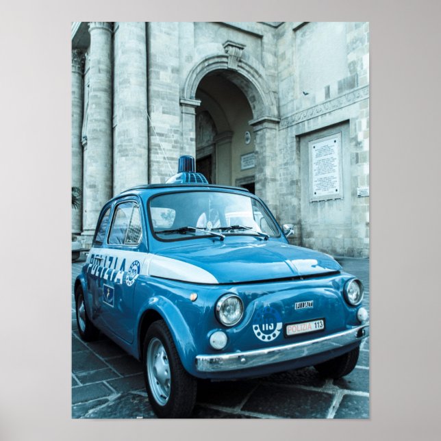 Fiat 500 Police car Poster, Cinquecento, in Italy Poster (Front)