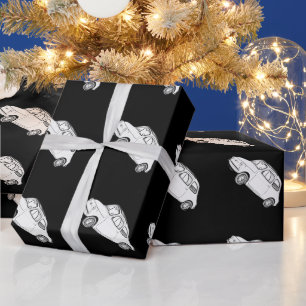Fiat 500 Topolino Black and White Italian City Car Wrapping Paper