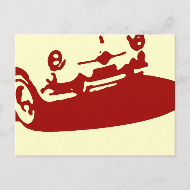 Fiat 600 Detail - Dark red on light postcard (Front)