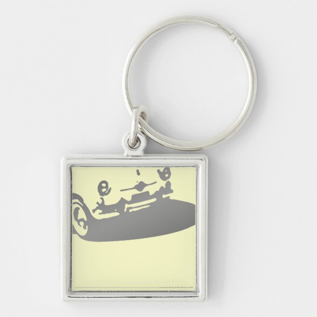 Fiat 600 Detail - Grey on light Keychain (Front)