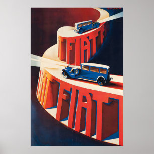 Fiat Automobile 1928 Vintage Car Poster