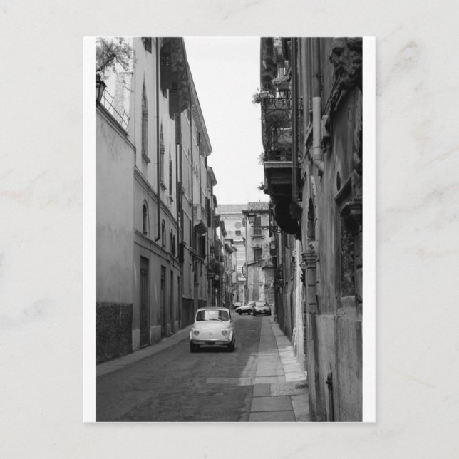 Fiat Cinquecento in Verona Postcard (Front)