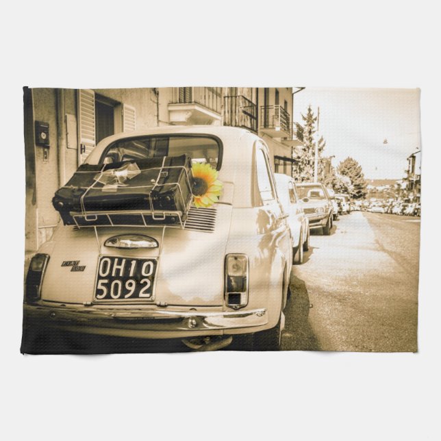 Fiat vintage 500 en serviettes de thé de l'Italie (Horizontal)