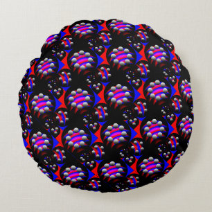 Fibonacci 'Fish Black' by Kenneth Yoncich Round Pillow