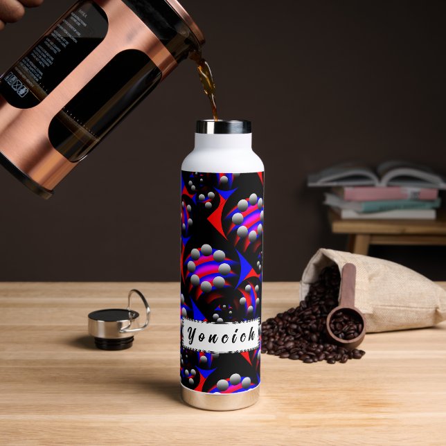 Fibonacci 'Fish Black' by Kenneth Yoncich Water Bottle (Coffee)