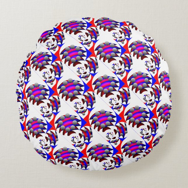 Fibonacci 'Fish' by Kenneth Yoncich Round Pillow (Front)