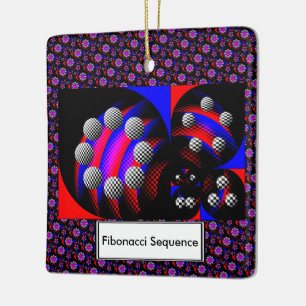 Fibonacci 'Fish Chequered Black' by Kenneth Yoncic Ceramic Ornament