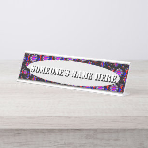 Fibonacci 'Fish Chequered Black' by Kenneth Yoncic Desk Name Plate