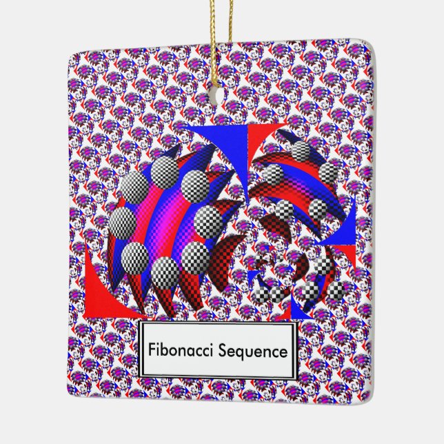 Fibonacci 'Fish Chequered' by Kenneth Yoncich Ceramic Ornament (Left)