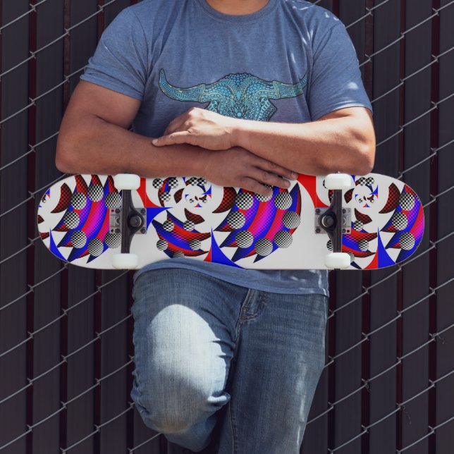 Fibonacci 'Fish Chequered' by Kenneth Yoncich Skateboard (Outdoor 3)