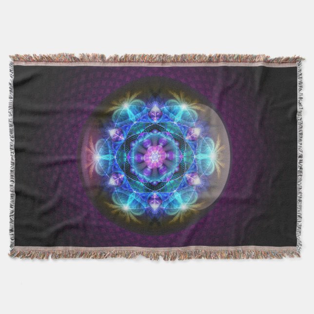 Fibonacci Flower Mandala Blanky Throw Blanket (Front)