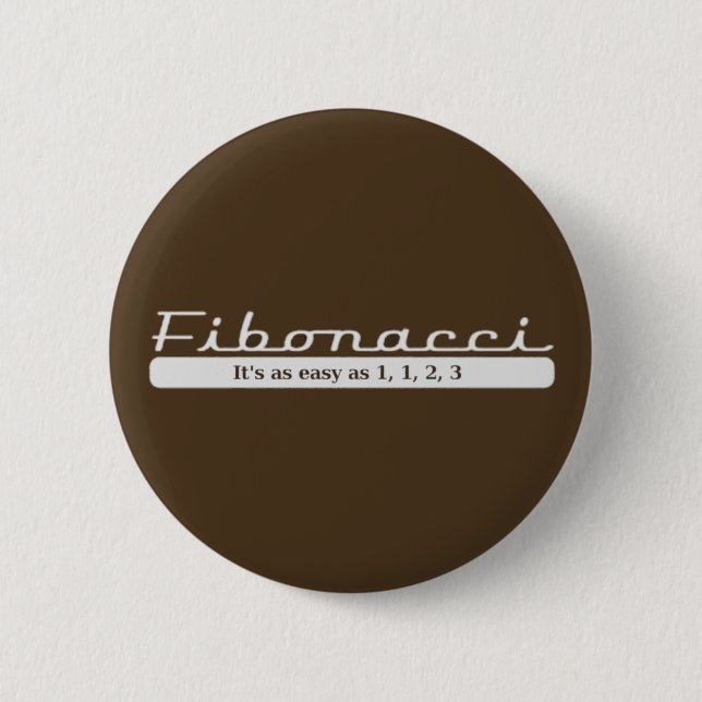 fibonacci... It's as easy as 1, 1, 2, 3 2 Inch Round Button (Front)