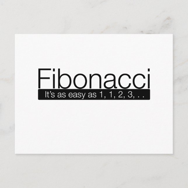 Fibonacci - it's as easy as 1, 2, 3, . . postcard (Front)