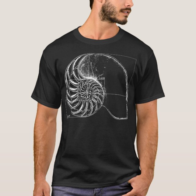 Fibonacci On A Nautilus Shell T-Shirt (Front)