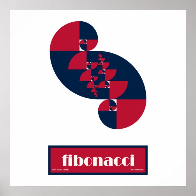 Fibonacci Rouge Blanc et Bleu II énorme affiche (Devant)