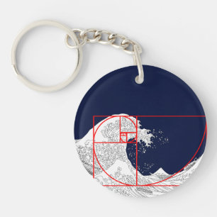 Fibonacci Sequence and The Great Wave Keychain