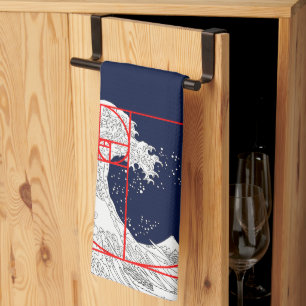 Fibonacci Sequence and The Great Wave Kitchen Towel