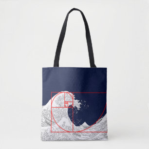 Fibonacci Sequence and The Great Wave Tote Bag