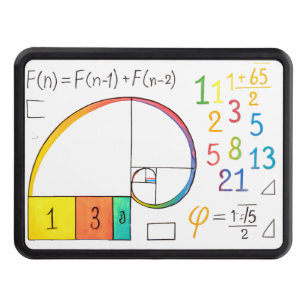 Fibonacci Sequence & Golden Ratio Art Print Trailer Hitch Cover