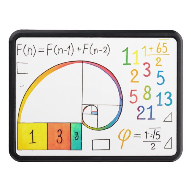 Fibonacci Sequence & Golden Ratio Art Print Trailer Hitch Cover (Front)