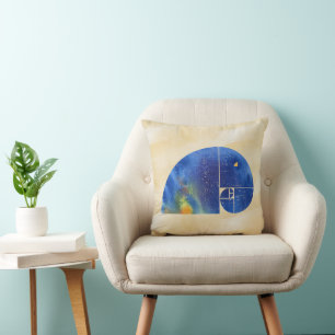 Fibonacci Spiral Elephant - Golden Ratio 1 Throw Pillow