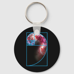 Fibonacci Spiral Galaxy Keychain