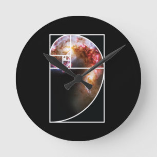 Fibonacci Spiral Galaxy Round Clock