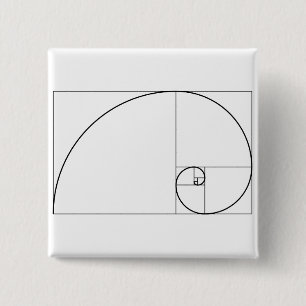 Fibonacci Spiral Golden Ratio 2 Inch Square Button