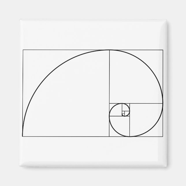 Fibonacci Spiral Golden Ratio Magnet (Front)