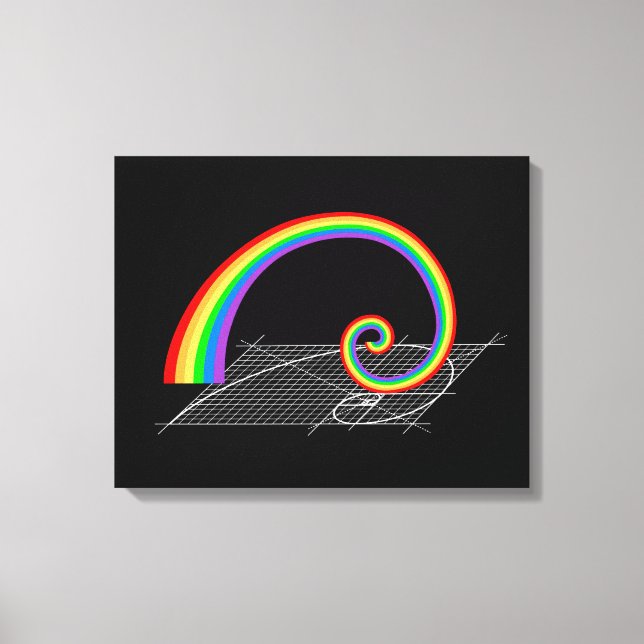 Fibonacci Spiral Rainbow Rising Canvas Print (Front)