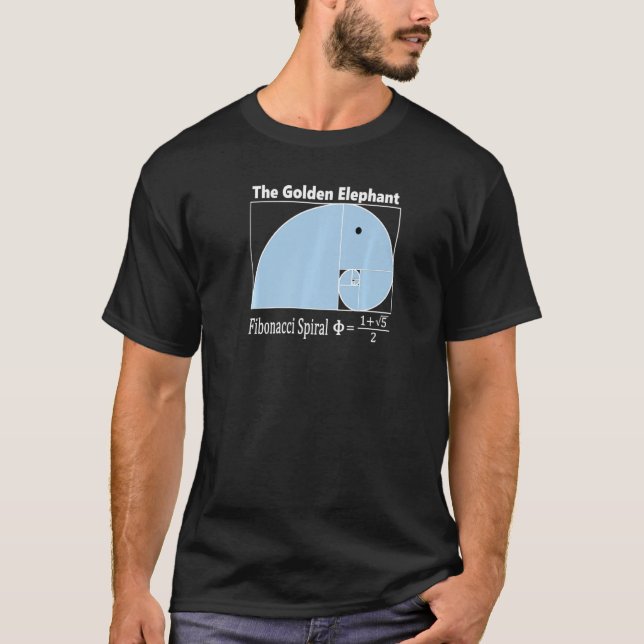 Fibonacci Spiral - The Golden Elephant Math T-Shirt (Front)