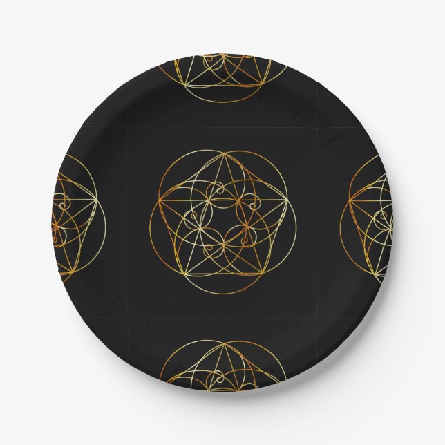 Fibonacci Spiral- The sacred geometry Paper Plate (Front)