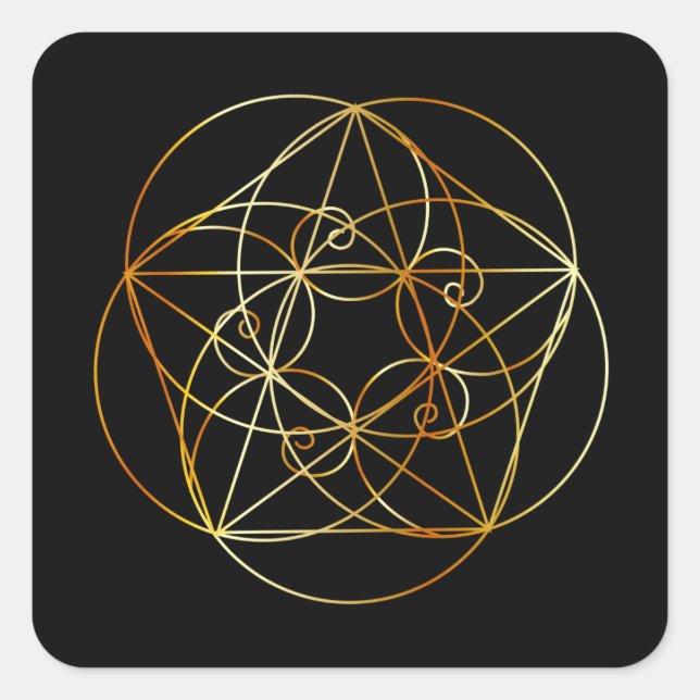 Fibonacci Spiral- The sacred geometry Square Sticker (Front)