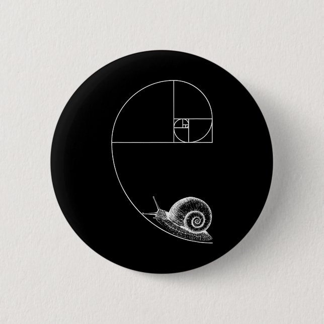 Fibonacci With Snail Mathematics Math Teacher Geom 2 Inch Round Button (Front)