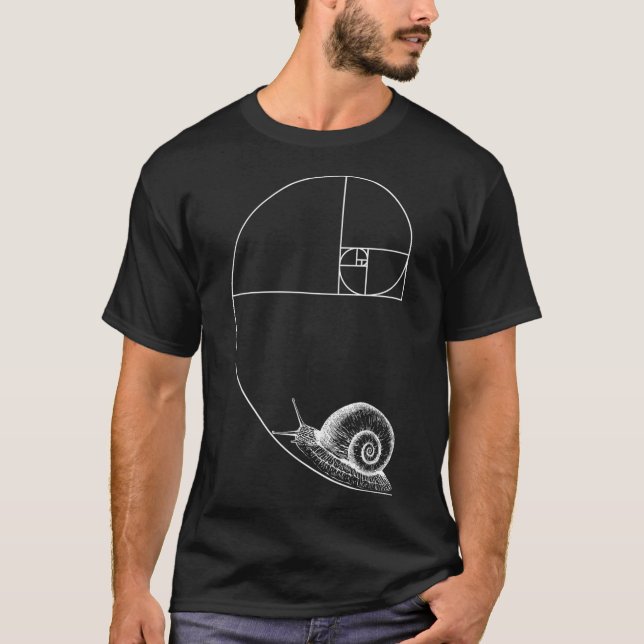 Fibonacci With Snail Mathematics Math Teacher Geom T-Shirt (Front)