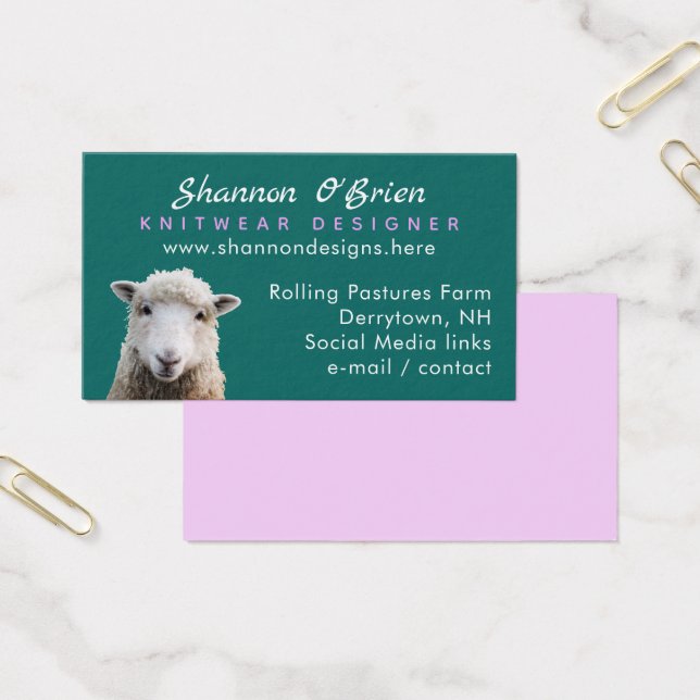 Fibre Arts Knitting Wool Lamb Sheep Business Card (Office)