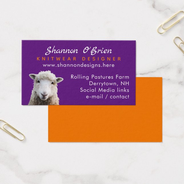 Fibre Arts Knitting Wool Lamb Sheep Business Card (Office)