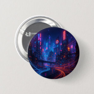 Fibre Optic Cityscape 2 Inch Round Button
