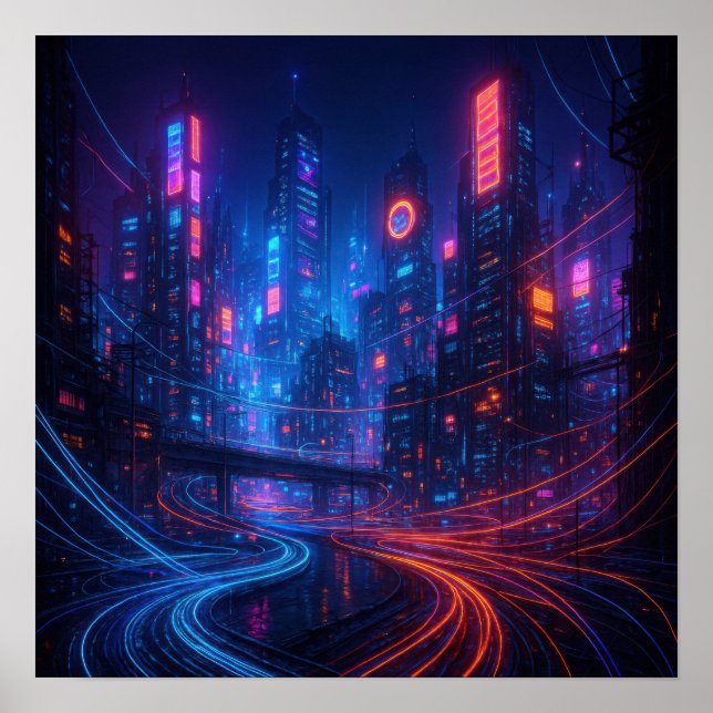 Fibre Optic Cityscape Poster (Front)